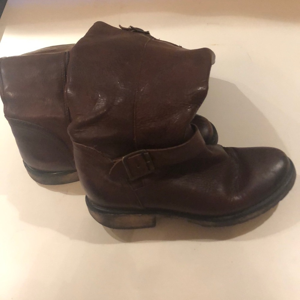 Brown leather boots